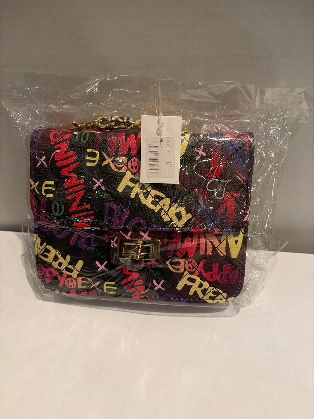 UB multicolor graffiti quilted shoulder handbag NWT